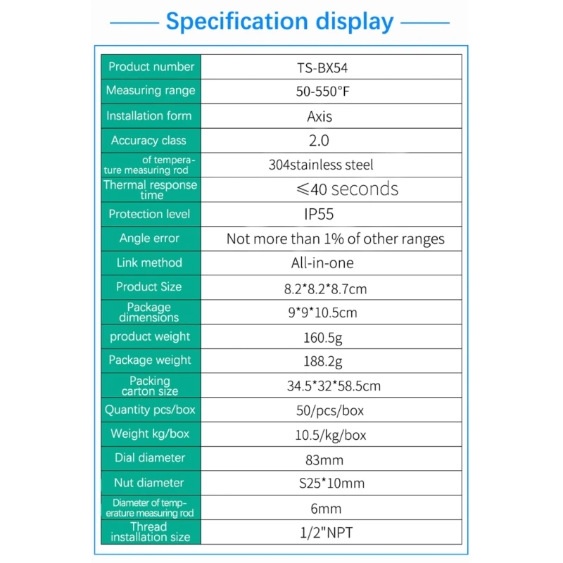 Ipiip เครื่องวัดอุณหภูมิ 1/2NPT เกลียว Dials เครื่องวัดอุณหภูมิสำหรับอาหารเบเกอรี่เครื่องวัดอุณหภูมิ