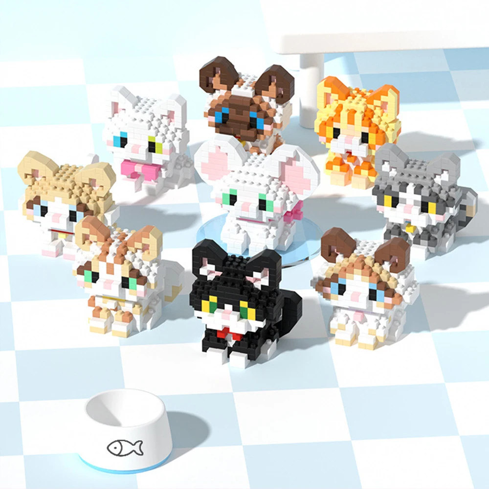 Niedliches Haustier Hund Katze Micro Baustein Modell Set Kinder Stadt Cartoon Tier Diamant Ziegel Lernspielzeug Weihnachtsgeschenke für Kinder
