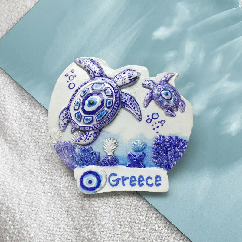 

Greek Underwater World Turtle Hand-Painted Cultural and Creative Fridge Magnets High-Value Souvenirs Exquisite Crafts