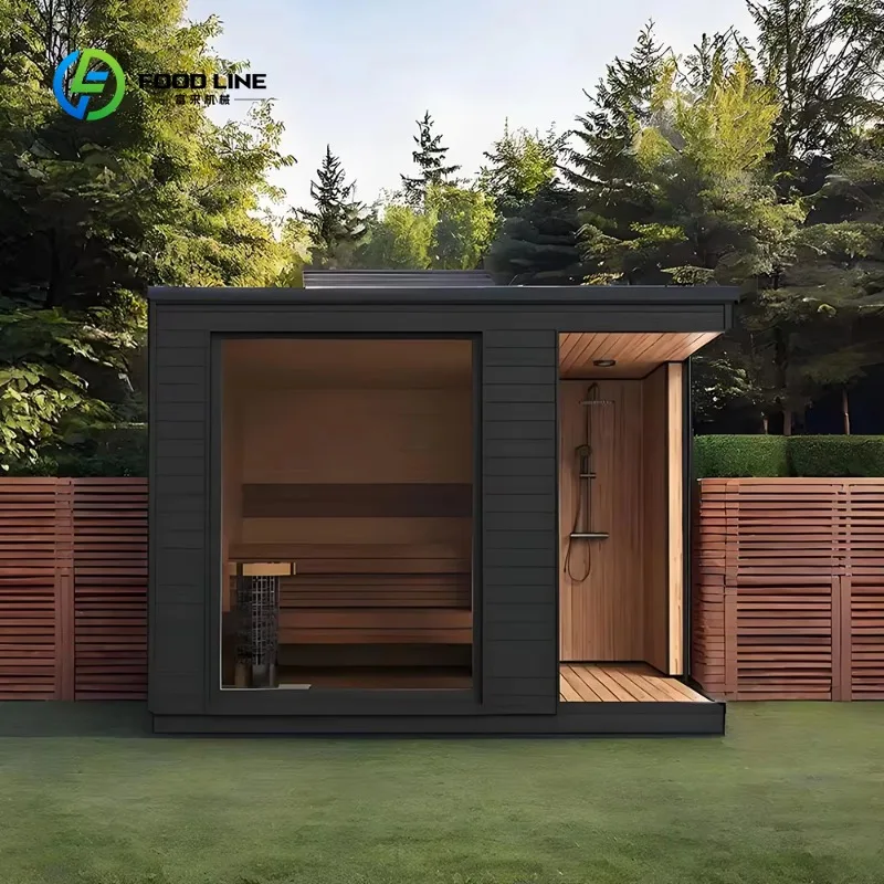 Customized Outdoor Sauna Red Cedar Wood Cabin Wood Sauna and Dry Steam Infrared Sauna House for Sale with Shower Room