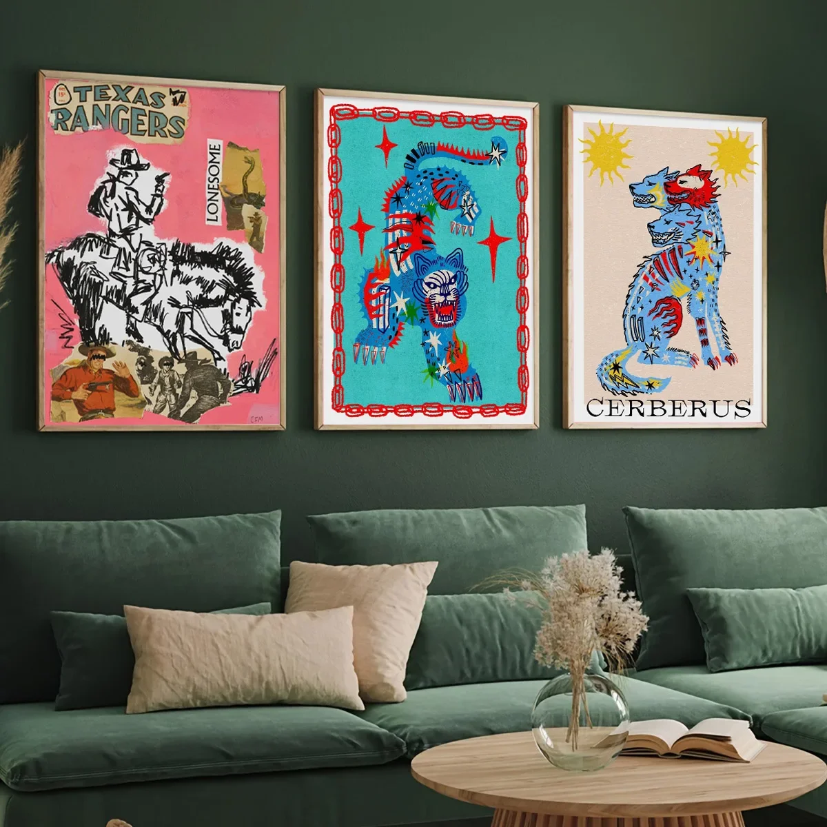 Japón Okinawa turismo verde sauce puesta de sol lienzo cartel fantasma tigre arte de pared impresiones para sala de estar moderna decoración del hogar de Halloween