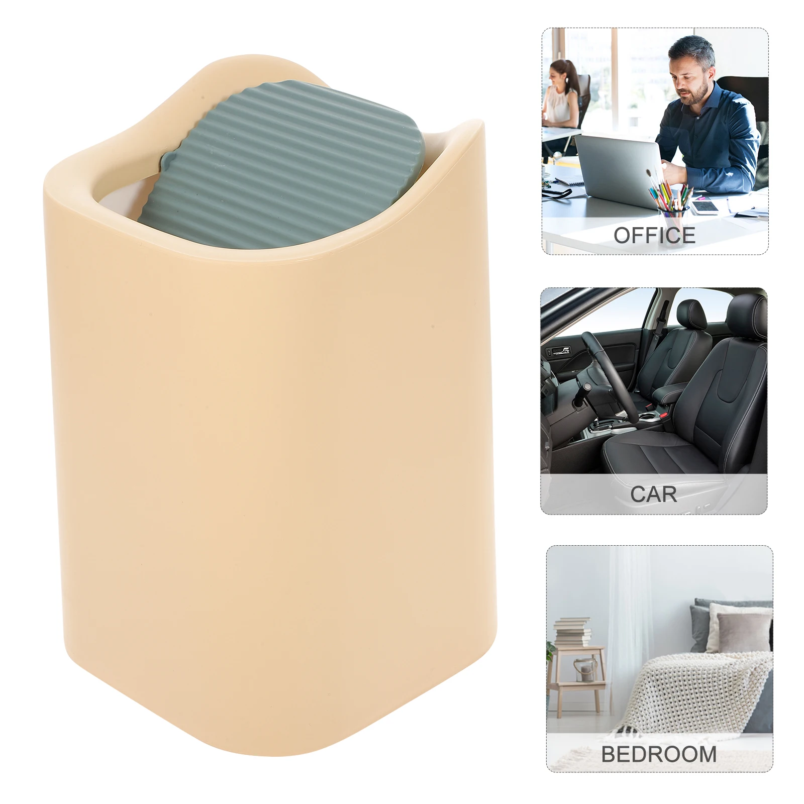 

Trash Can Creative Rocking Office Trashcan with Lid Plastic Bedroom Desk Wastebasket