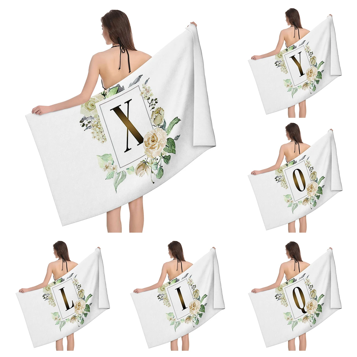 Home bath towels for the body towels bathroom letters and flower quick drying microfiber beach towel man and women large sports