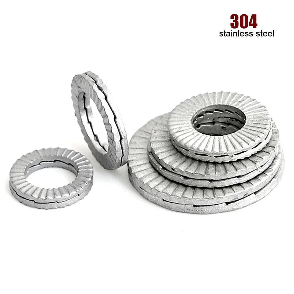 1/10pcs M3 M4 M5 M6 M8 to M36 304 Stainless Steel DIN25201 Double Deck Self-Locking Washer Wedge Lock Loose Shock Proof Gasket