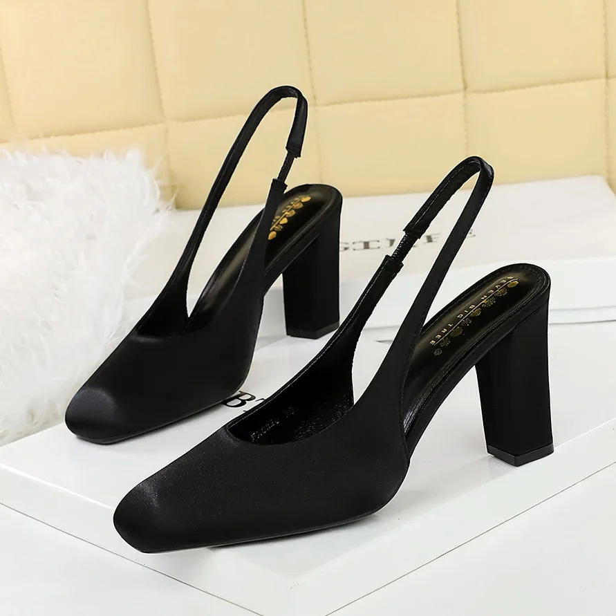 

Fashion Leopard print Autumn Pumps Women Square Head 9CM Thick High Heels Sexy Slingback Shallow Office Single Shoes For Woman