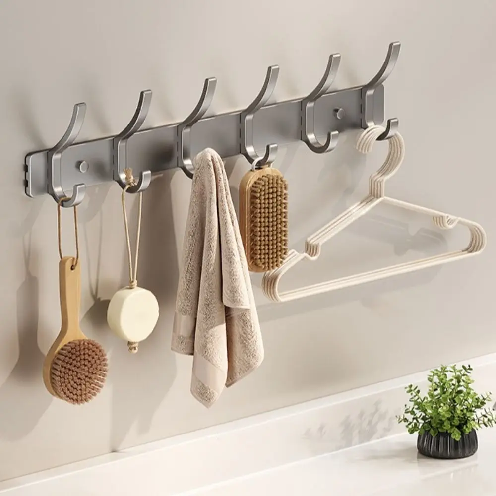 Bathroom Rack Strong Load-bearing Clothes Coat Hooks Heavy Duty Wall Rack Towel Hooks Punch Home Wall Mounted Door Hanger Door