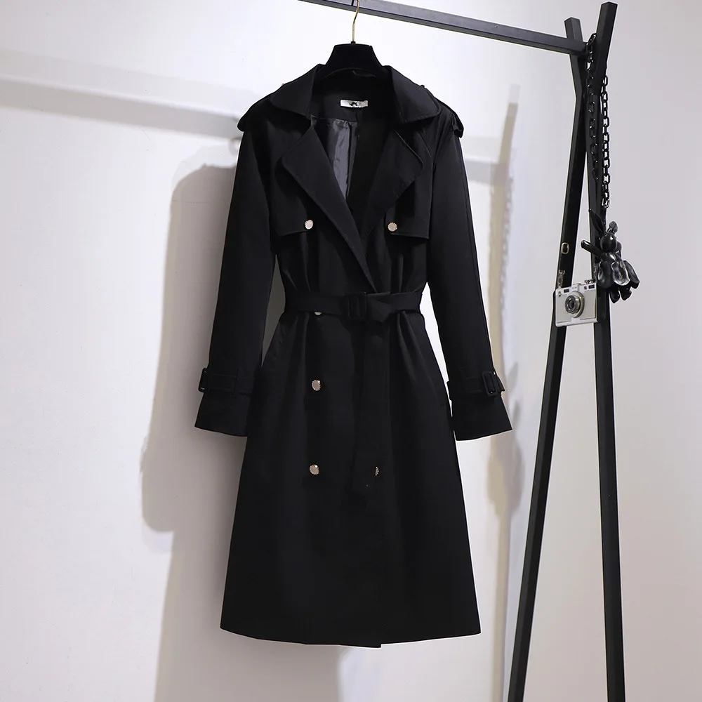 150Kg Plus Size Women's Autumn Tailored Collar Long Trench Coat Bust 153cm 5XL 6XL 7XL 8XL 9XL Loose Double-Breasted Coat