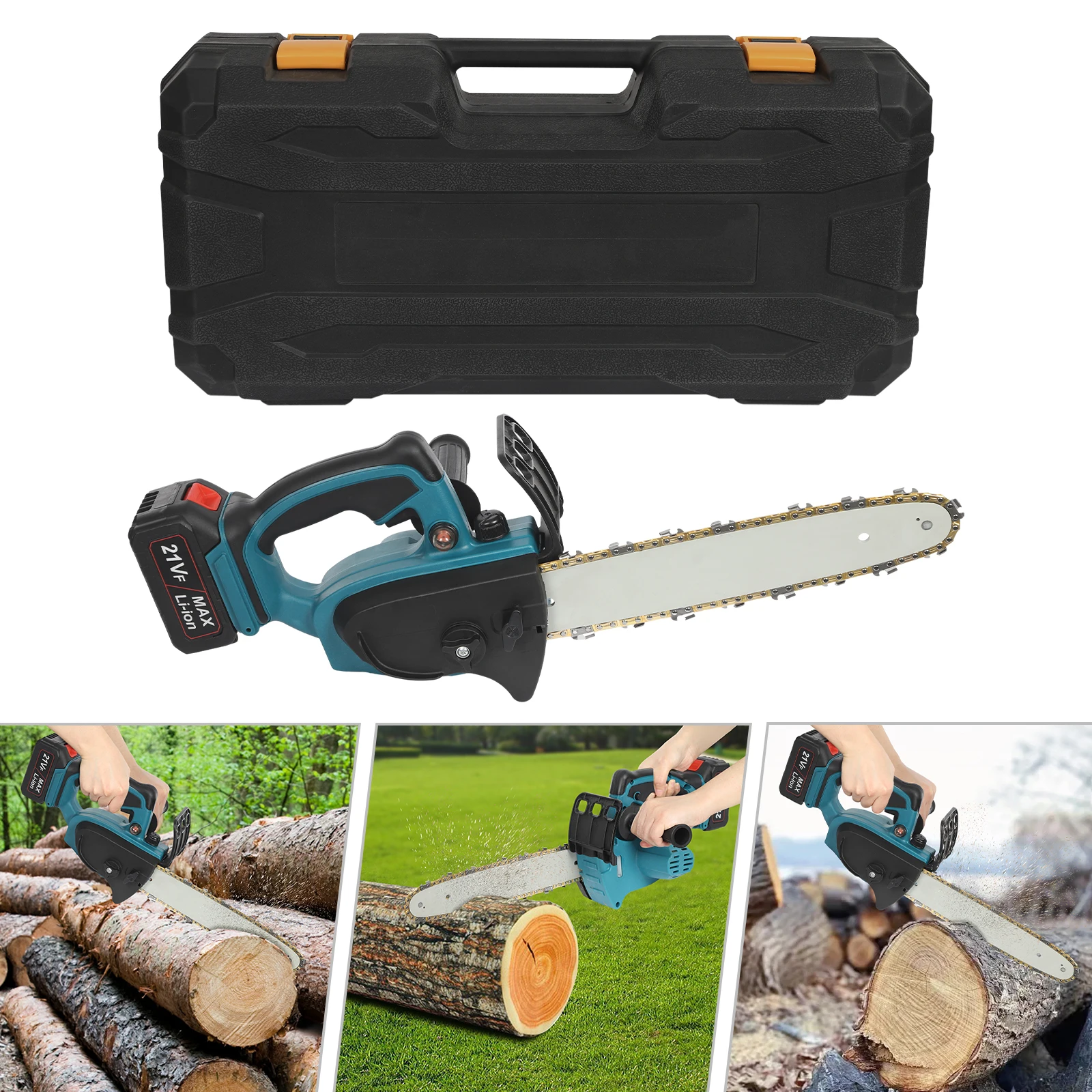 8/10/12 Inch Mini Electric Chain Saw With Spare Handheld Pruning Chainsaw Woodworking Electric Saw Cutting Tool Brushless Motor