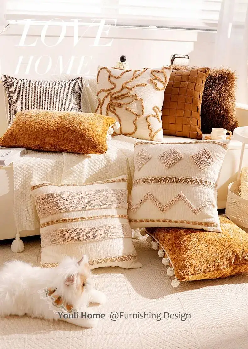 Boho-Kissenhülle im marokkanischen Streifenstil, Chenille, luxuriös, weich, dekorativ, für Sofa, Bett, Heimdekoration – Detail 1