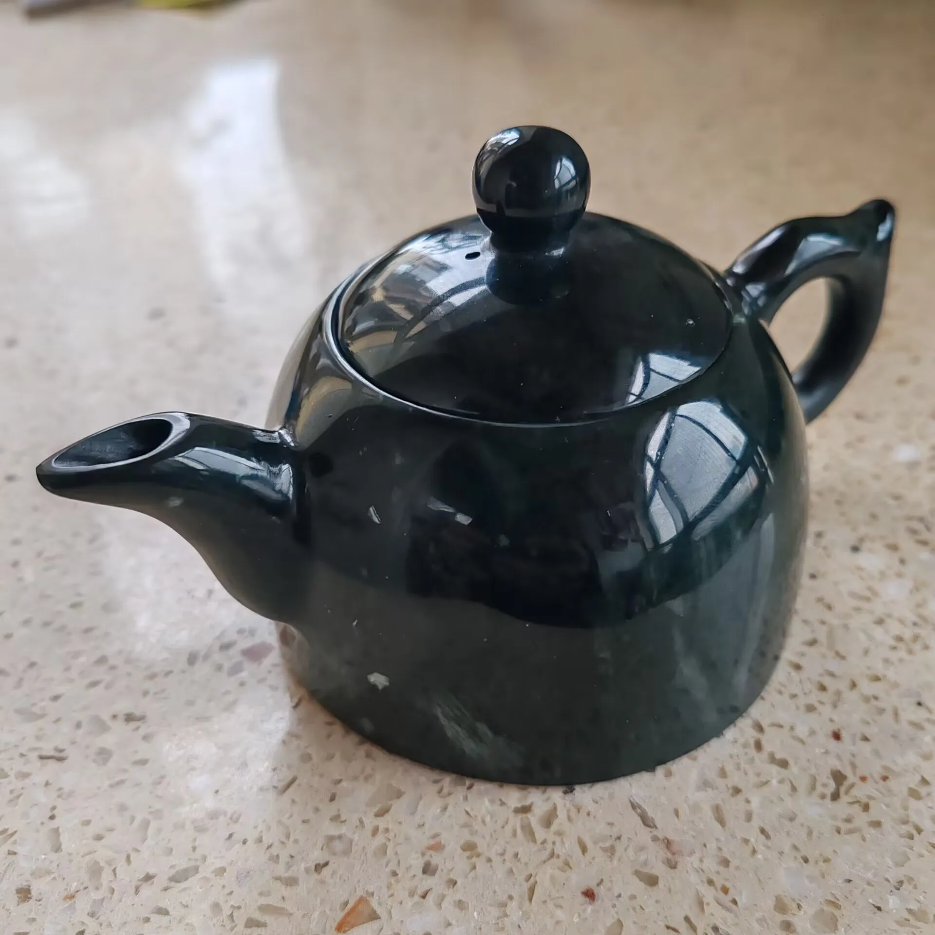 

Chinese Tea Ceremony Teaset Set Tibetan Medicine King Stone Healing Magnet Green Jade 1 Pot With 4 Cups Tea Set Kung Fu Teasets