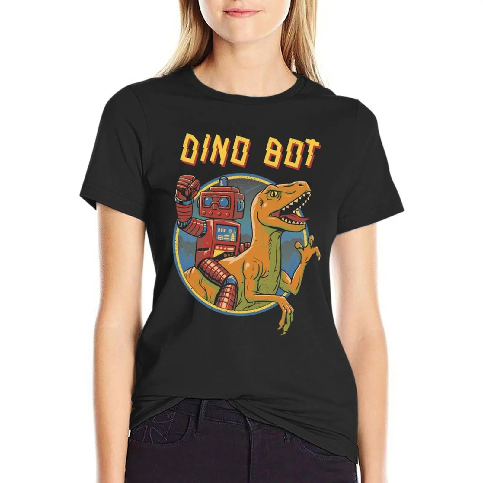 Dino Bot T-Shirt vintage clothes graphics tops korean Women's clothes