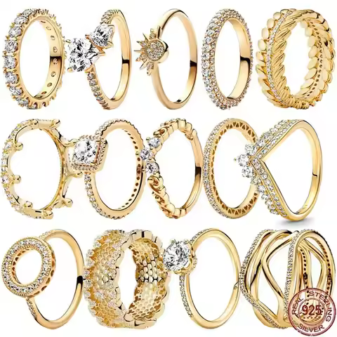 new 925 sterling silver multi-color ring, sparkling luxury crown, heart-shaped square charm women's ring, couple jewelry gift