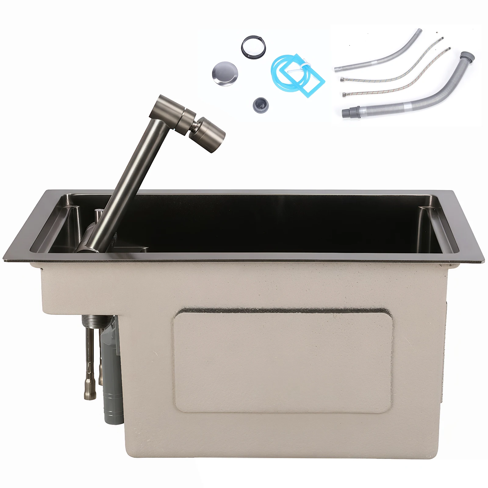 

16.9 X 9.8 X 8.7 Inch Stainless Steel Single Bowl Sink with Foldable Faucet Stainless Steel Sinks for RV