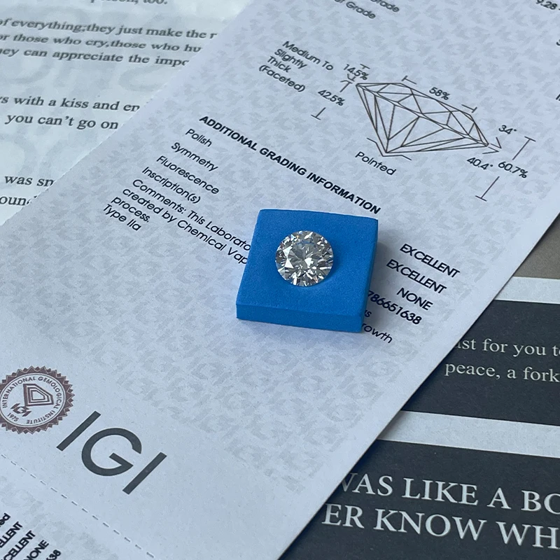 IGI Certified 1ct Round Lab Grown Loose Diamond, CVD & HPHT Created Diamond Wholesale