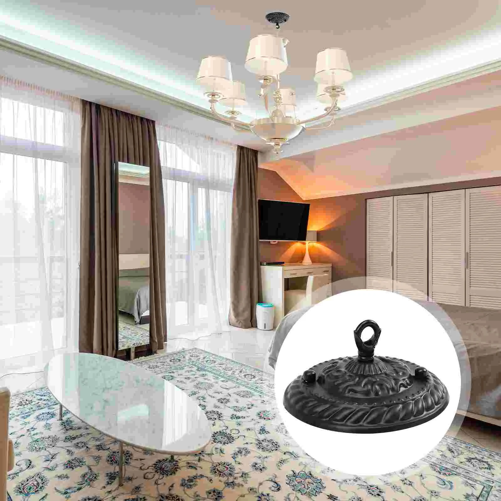 

Ceiling Light Chandelier Shade Hook Fixture Mounting Bracket Vintage Decorate Pendant Canopy Black