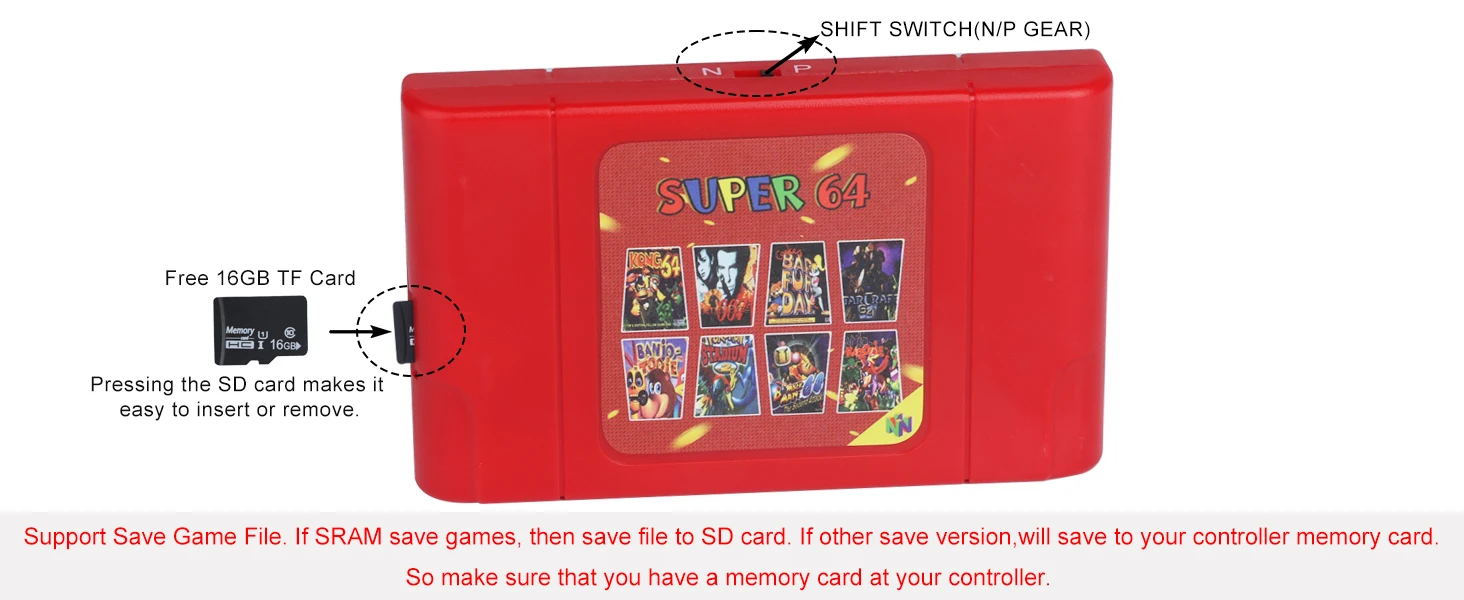 340 in 1 Super64 for N64 Cartridge Game Card for N64 Video Game Console With 16G Card for Nintendo 64