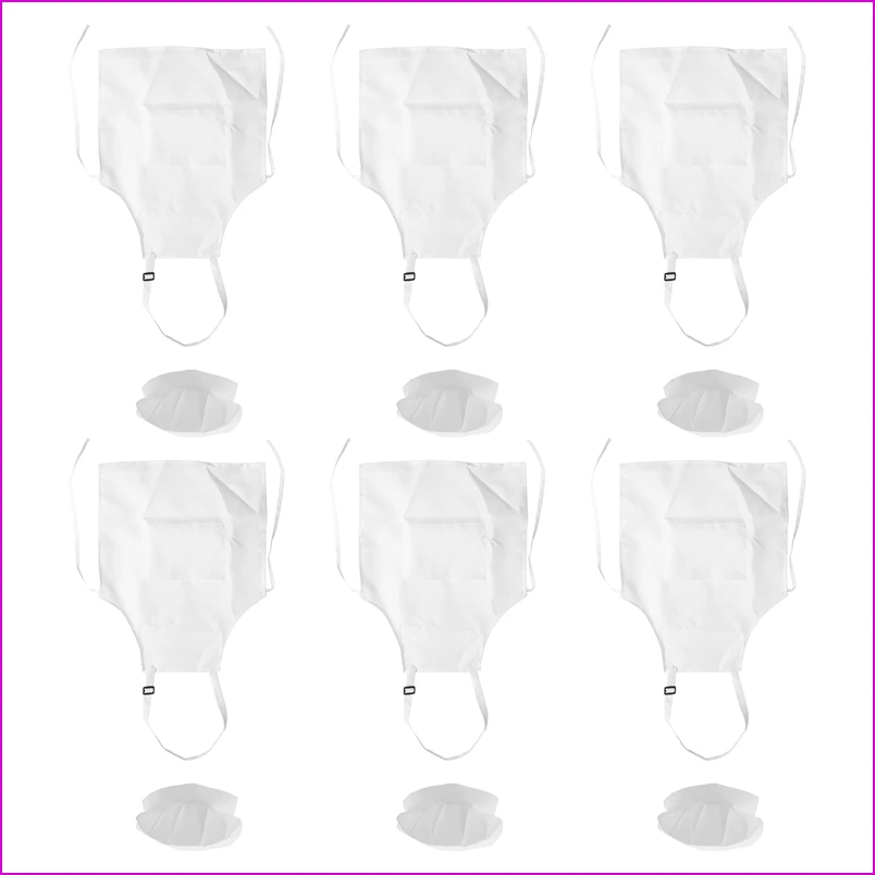 12-Piece Apron and Chef Hat Set, Adjustable Children'S Apron with Pockets (White, Suitable for 2-6 Year Old S)-A57M