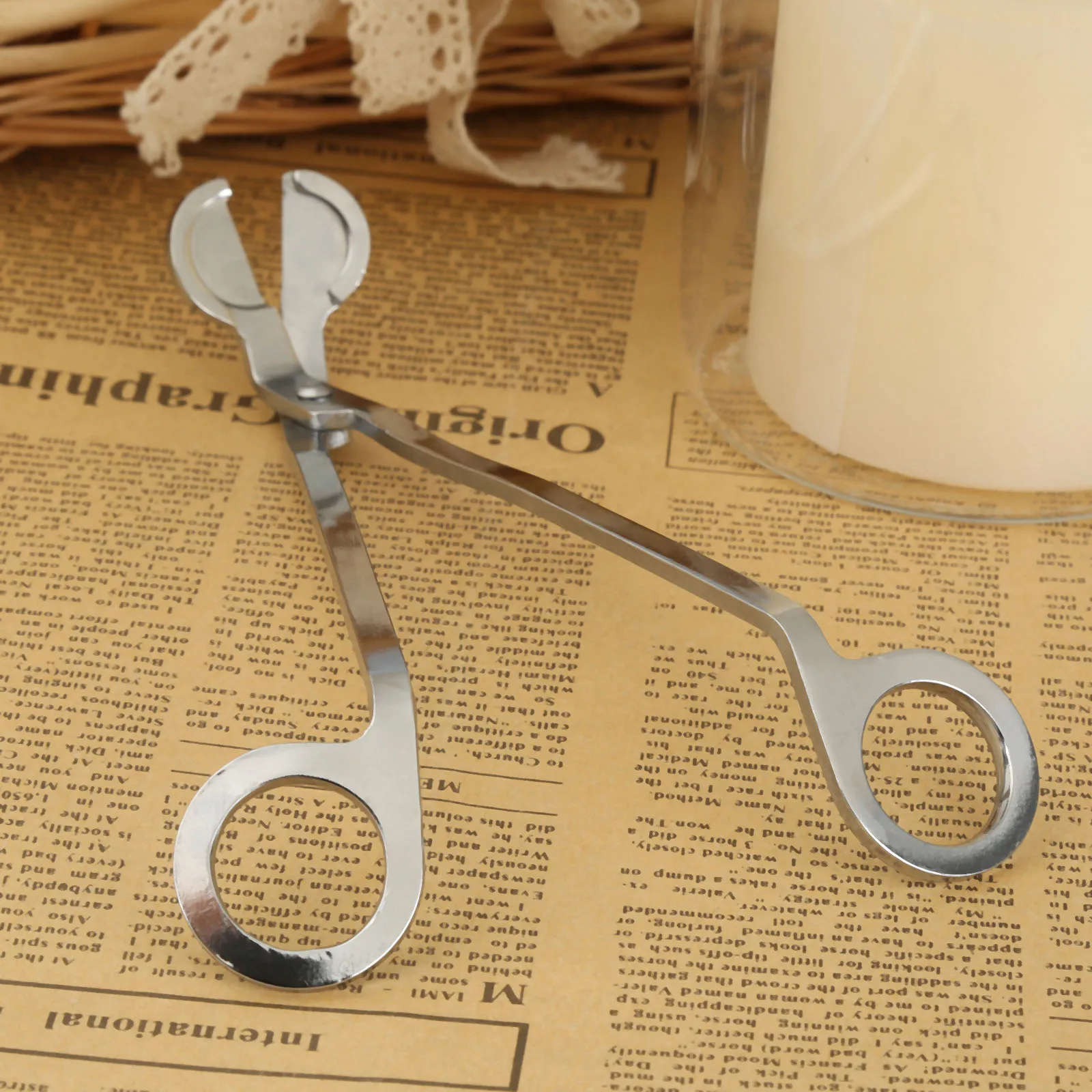 Триммер для фитиля для свечей из нержавеющей стали, серебряные полукруглые ножницы на конце, 17 см/6,69 дюйма, декор для гостиной, профессиональные инструменты для аромата