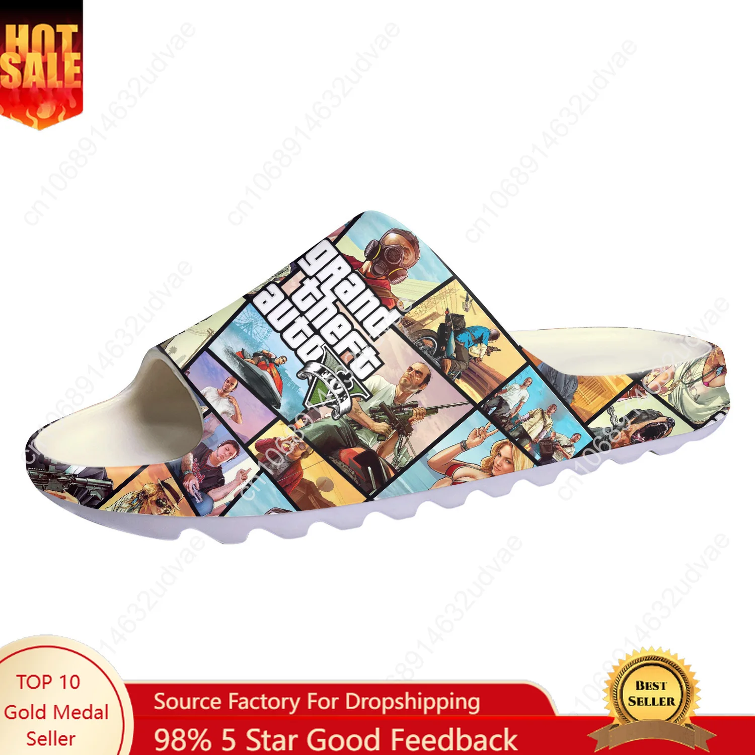 

Grand Theft Auto Gta 5 Gta5 Soft Sole Sllipers Home Clogs Step On Water Shoe Women Teenager Customized Step in Sandals