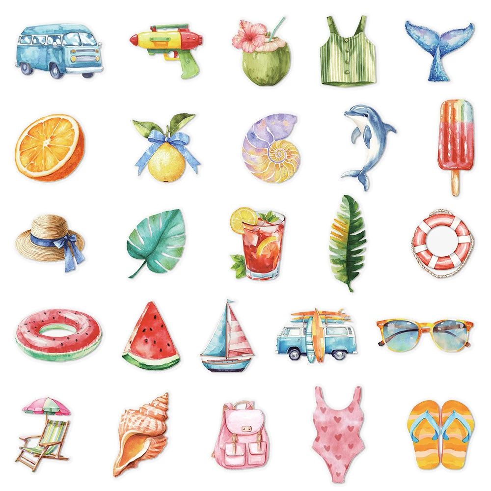 10/30/50 قطعة شفافة لطيف الصيف شاطئ الحياة ملصقات الإبداعية الكرتون الشارات DIY بها بنفسك دفتر الهاتف المحمول الجمالية الحيوانات الأليفة ملصق #6