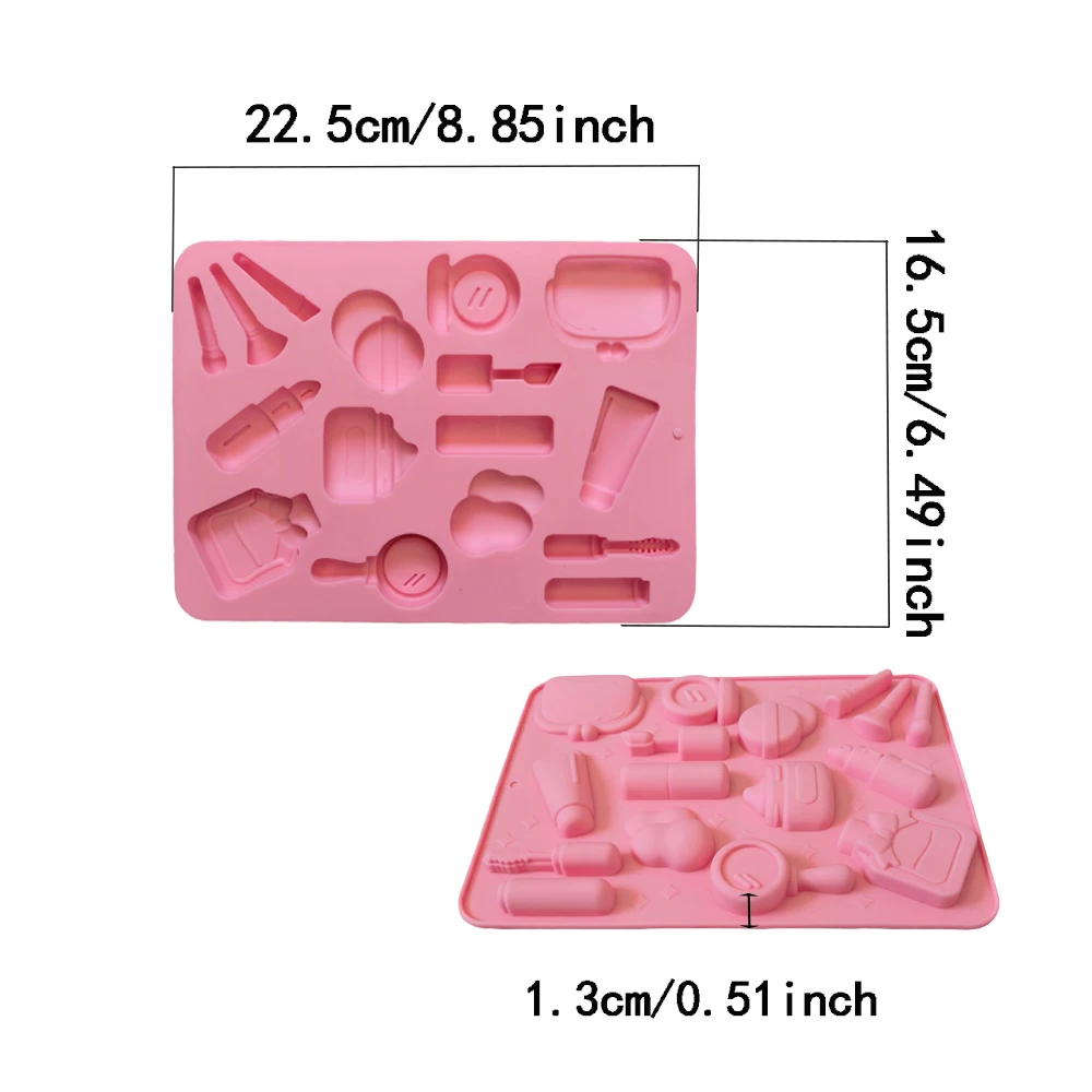 1 قطعة كيس مكياج 16 فتحة على شكل قالب سيليكون، يستخدم للشوكولاتة والحلويات والبسكويت وقوالب خبز غير لاصقة ذاتية الصنع