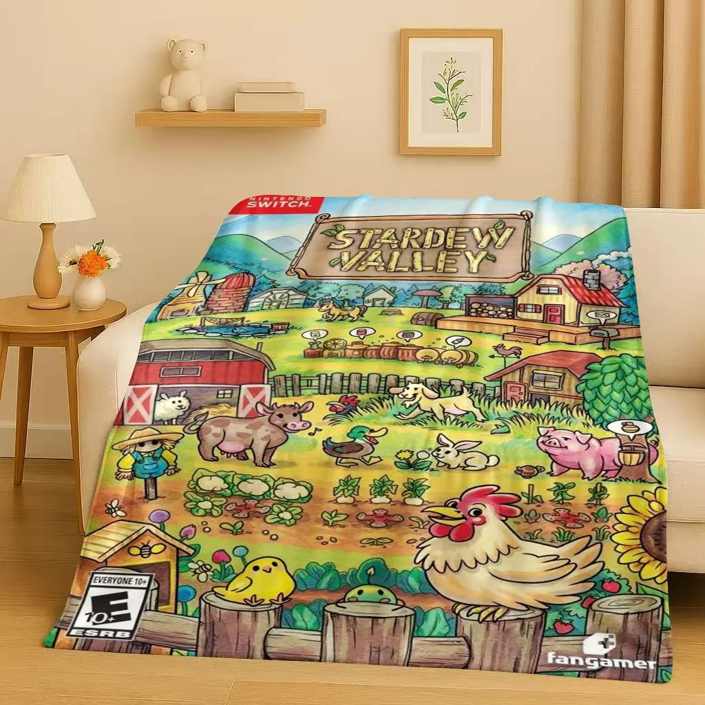

Retro Stardew Valley Farm Map Pixel Game Flannel Blanket,Ultra Soft Warm Plush Throw for Home Bedroom Bed Sofa Cover Kids Gift