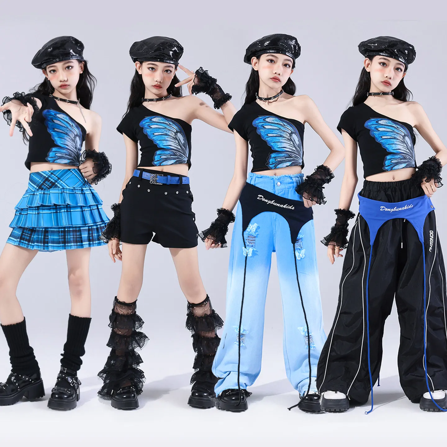 

Детский танцевальный костюм в стиле хип-хоп для девочек, наряды для соревнований по джазовым танцам, уличная одежда, детская одежда для выступлений в стиле K-pop XS10969