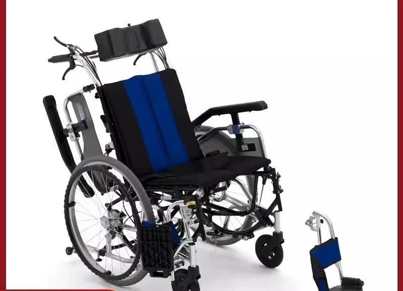 The elderly wheelchair has high partial pressure, and the backrest can be fully reclined. Foldable elderly care wheelchair TR-1