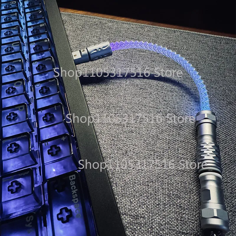 

For UNKNOWN ERROR Mechanical keyboard cable single crystal copper aviation connector cable Skull Cat - Black and Silver D07