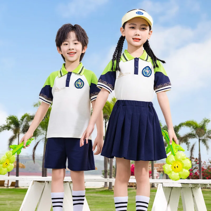 

Summer Children School Clothing Set Stage Wear for Boys Girls Kindergarten Uniform Suit Baby Kids Performance Outfit Costume