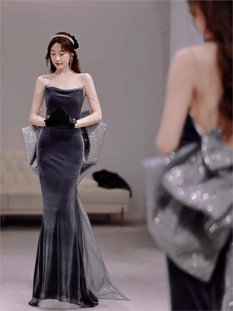 

New strappy fishtail cocktail party dress