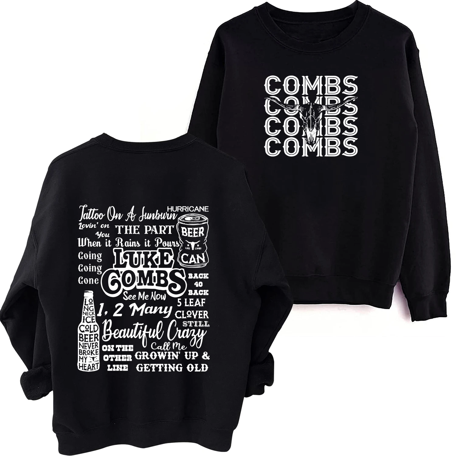 Luke Combs Tattoo on A Sunburn 2024 Spring and Autumn Sweatshirt Music Fans Gift Long Sleeve O-Neck Women and Man Casual