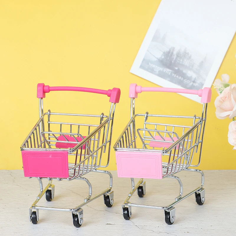 1 Pcs Dollhouse Miniature Shopping Cart Supermarket Handcart Shopping Cart Model Furniture Accessories For Doll House Decor Toys