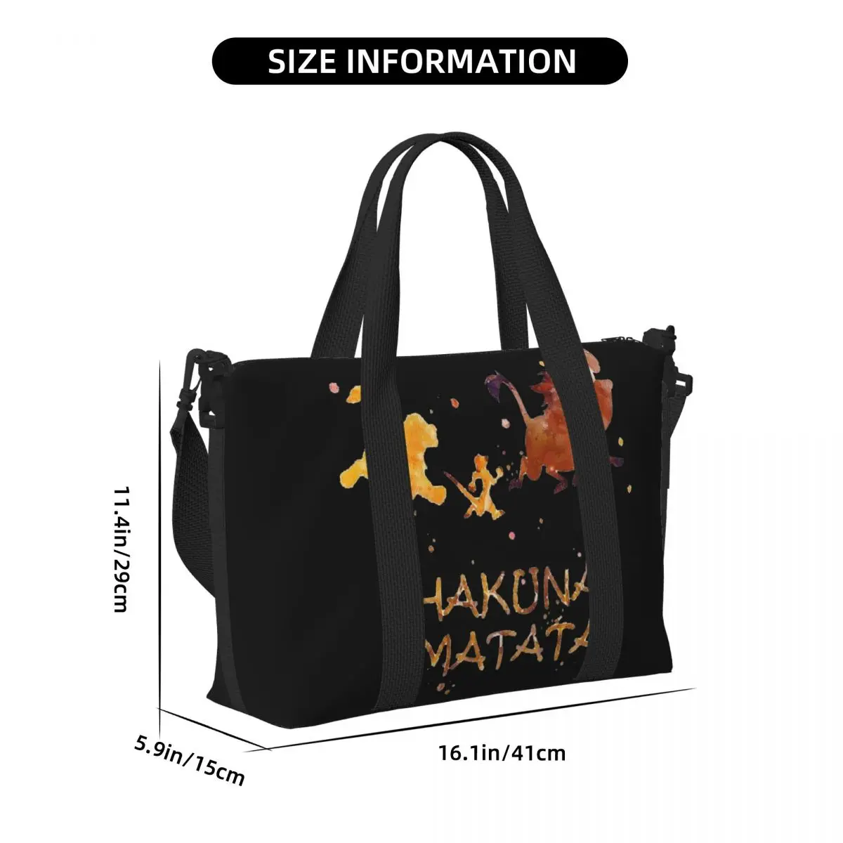 Custom Hakuna Matata Tote Bag for Women Large Capacity The Lion King Gym Beach Travel Bags