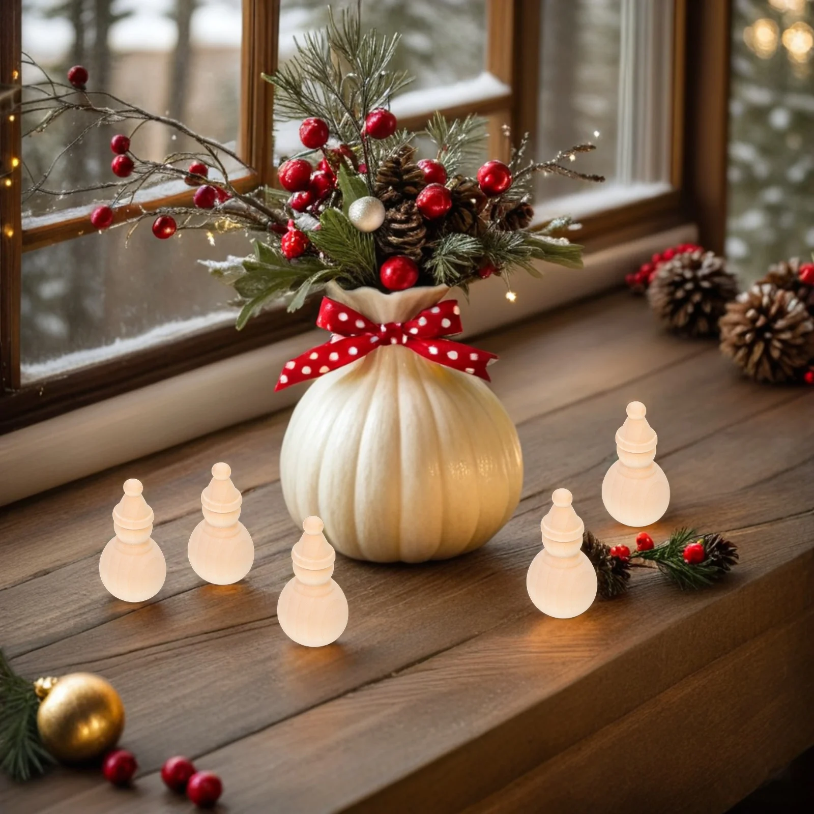 

10Pcs Natural Wood Snowman Pegs Unfinished DIY Painting Figures Holiday Craft Decorations Mini Wooden Items Little Snowmen