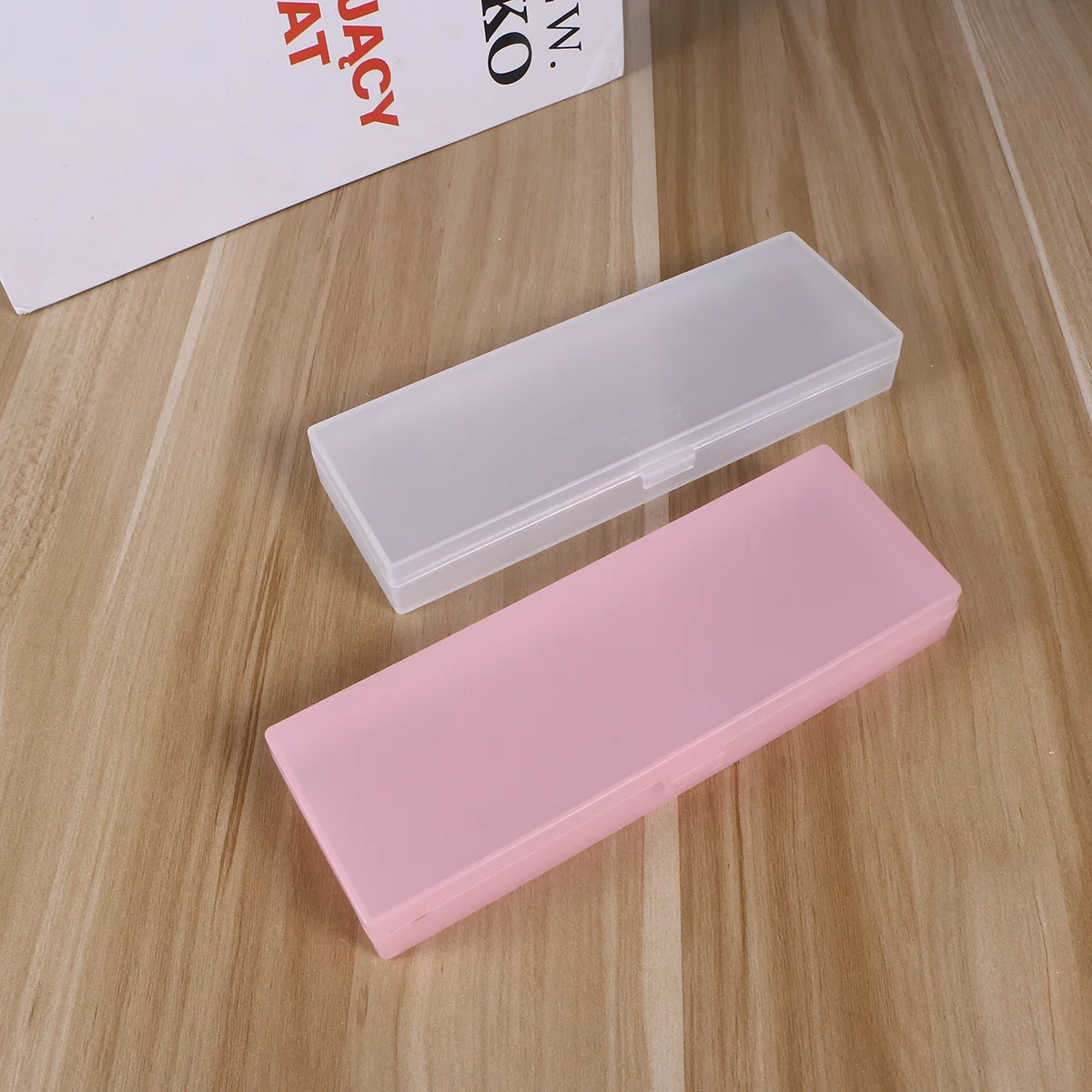 4pcs Stationery Box Translucent Frosted Pencil Case Students Pencil Box Pencil Storage Case (Medium Size White Pink Blue Green)