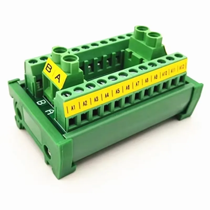 DIN Rail Installation 30A/300V 2*12 Screw Terminal Distribution Module. Can Support multiple Module Expansion Connections.