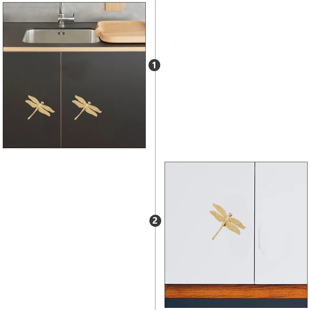 1Pcs Dragonfly Knob Brass Drawer Pull Decorative Cabinet Handle Modern Simple Style for Dresser Wardrobe Cupboard Home