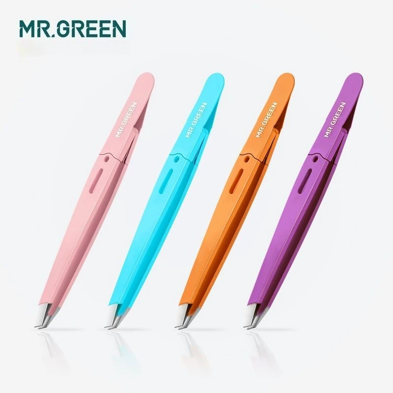 MR.GREEN  Eyebrow Tweezer Colorful Hair Beauty Fine Hairs Puller Stainless Steel Slanted Eye Brow Clips Removal Makeup Tools