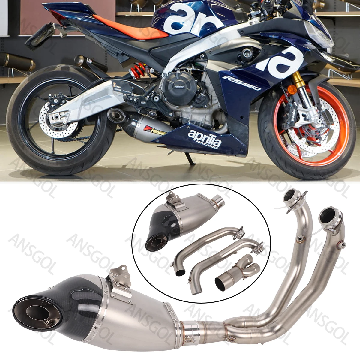 Escape Komplette Auspuffanlagen für Aprilia RS 660 Tuono 660 2021–2024, Moto-Schalldämpfer, modifizieren Sie das Header Link-Frontrohr mit Schallwand