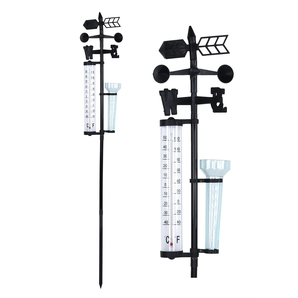 3 in 1 Weather Station Measurer Outdoor Garden Thermometer Rain Gauge Wind Indicator