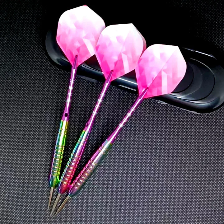

24g Rainbow Titanium Coated Steel Tip Darts Set Professional Darts for Competition & Recreation 3pcs/Set with Case