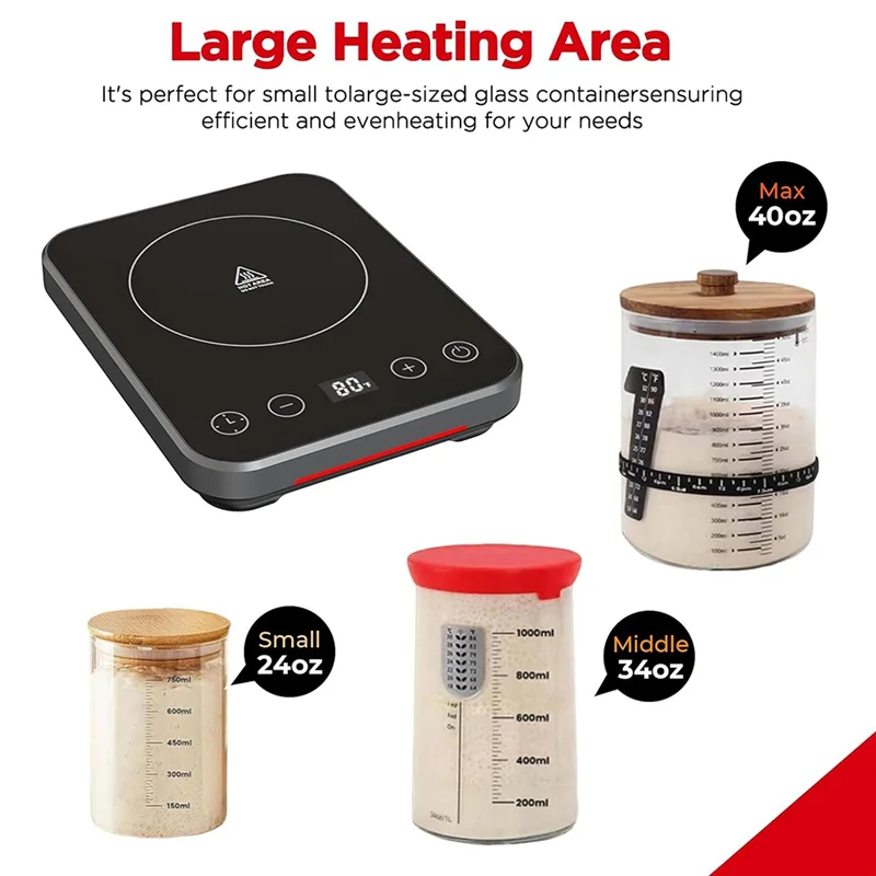 AB43-حصيرة تدفئة العجين المخمر مع 70-100 °   F ترموستات دقيق، وظيفة ذاكرة مؤقت 12 ساعة، جهاز تسخين العجين المخمر، US Plu