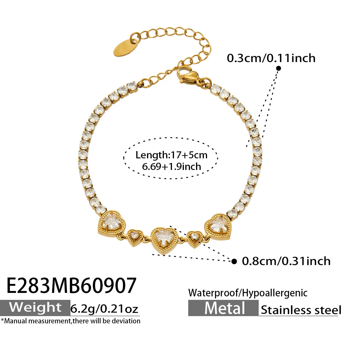 Voller Farbiger CZ-Armreif Tennis-Armbänder Zirkon-Blumen-Armband 18k Vergoldete Edelstahl-Kettenarmbänder für Damen – Detail 9