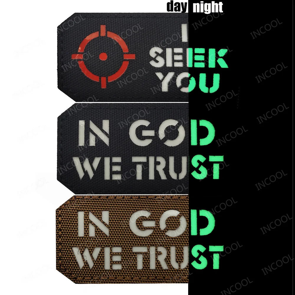 IN GOD WE TRUST Embroidery Patch Appliqued Reflective Glow In Dark Sticker Chevron Strip Patches For Clothing Backpack