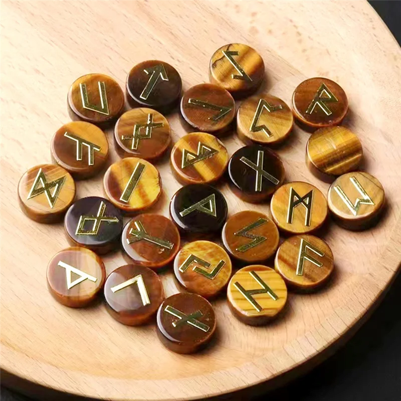 

AED2-25Pcs Jadestone Runes Set,Viking Rune Symbols For Divination & Fortune-Telling,Occult Supplies For Altar