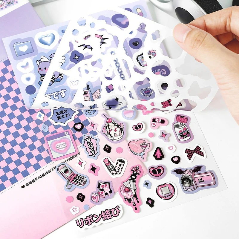 1Pcs Korean Ins Sweet Cool Sticker for Phone Camera Luggage Handbook Material Sticker Y2K Kawaii Decoration Sticker Gift