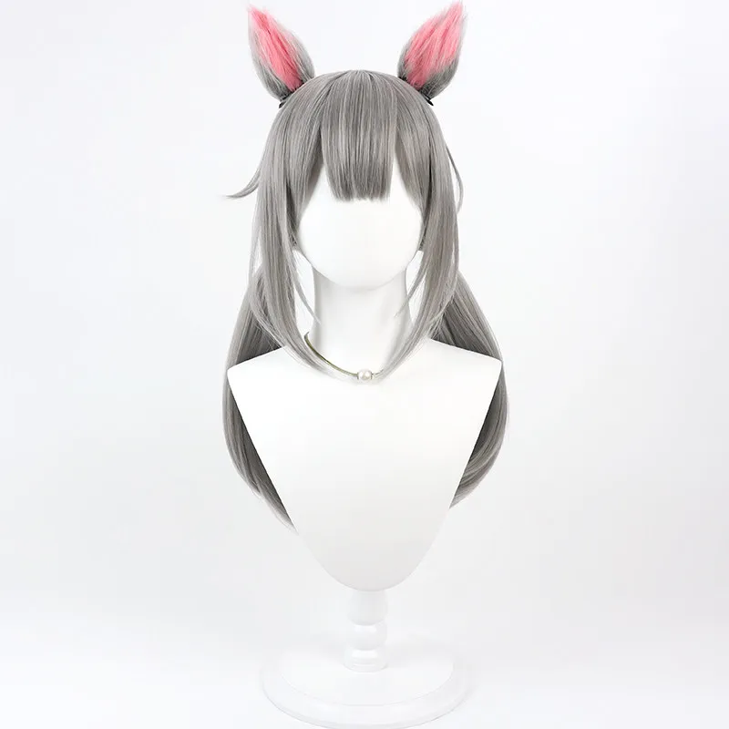 Game Amagi Neko Virtual UP Cos Cosplay Wig Ears Tail Halloween Carnival Party Props Synthetic Hair Heat Resistant Fiber +Wig Cap