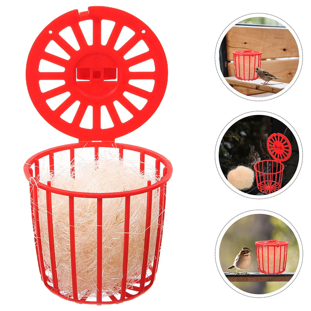 

4 Pcs Bird Cage Accessories Basket Pigeon Nest Bowl Birdcage Red Silk Birds