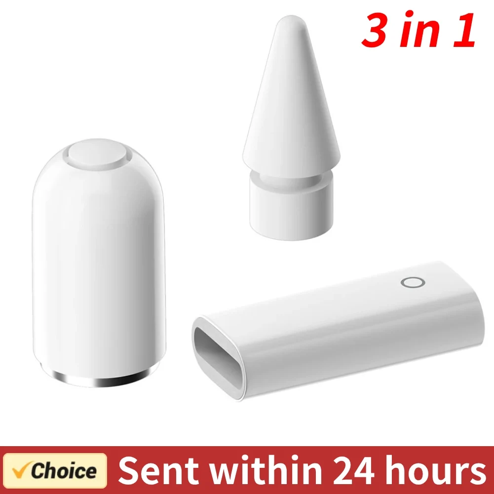 

3PCS/Set Charging Adapter Magnetic Pencil Cap Stylus Replacement Built-in Smart Chip Lightweight for Apple Pencil 1 Accessories